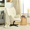 MEUBLE COSY Poltrona Imbottita Girevole Regolabile in Altezza, Sedia da Salotto Funzione di Inclinazione Libera, Poltroncina Relax con Schienale in Tessuto Chenille, Beige