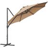SONGMICS Ombrellone da Giardino 300 cm, UPF 50+, Girevole a 360°, Inclinazione Continua, Manovella per Apertura e Chiusura, con Base a Croce, Bianco Crema GPU074Y10