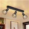 Dehobo Faretti da Soffitto con 3 Faretti Orientabili, Lampadari da Soffitto Led Moderno Industriale in Metallo Nero, Luci da Soffitto per Soggiorno Corridoio, Lampadine E14 non Incluse Max. 40W
