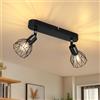 Dehobo Faretti da Soffitto con 2 Faretti Orientabili, Lampadari da Soffitto Led Moderno Industriale in Metallo Nero, Luci da Soffitto per Soggiorno Corridoio, Lampadine E14 non Incluse Max. 40W