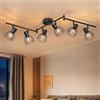 Dehobo Faretti da Soffitto con 6 Faretti Orientabili - E14 Lampadari da Soffitto Led Moderno Industriale in Metallo Nero - Luci da Soffitto per Soggiorno Corridoio, Lampadina non Inclusa