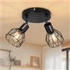 Dehobo Faretti LED Soffitto Orientabili - Faretti Soffitto Industriale Vintage E14 Nero - Faretto LED Interno 2 Luci - Faretti da Parete Interno Senza Lampadina per Soggiorno Camera da Letto