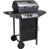 PraTiKo Life Barbecue a Gas con Pietra Lavica BBQ a Gas 2 Bruciatori + Fornello Laterale Struttura in Acciaio con Piano Laterale D'appoggio e 3 Appendini Pratiko Life