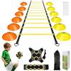 Luhuuxmu Set di allenamento da calcio con scala agility da 6 m e 12 coni, allenamento di coordinazione per adolescenti e adulti, regalo per atleti, esercizi di equilibrio e slalom