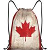 SMAZDFXX Zaino con coulisse, borsa a tracolla con bandiera canadese retrò, zaino pieghevole, borsa sportiva da palestra per lo shopping e lo yoga