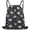 Generic Flower Sweet Bouquets in Navy And Coral Borsa Palestra Sacca Sportiva Pieghevole Unisex per Vita Quotidiana Shopping Spiaggia Borsa Coulisse 36X42Cm