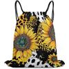Generic Retro Sunflowers Animal Leopard Print Art Borsa Coulisse Zainetto Sportiva Regolabile Unisex per Nuoto Vacanze Campeggio Borsa Sportiva 36X42Cm