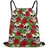 Generic Borsa Coulisse, Stampa Zaino Sportivo, Flower Roses Flowers Green Leaves Sugar Skulls, Fashion Sacca Sportiva per Adulto, Viaggi, Piscina, 36X42cm