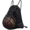CaFfen Borsa Da Basket Basketball Zaino pieghevole con coulisse - Portapalle in rete staccabile Palestra, yoga e multi-sport (basket, calcio, pallavolo, baseball)