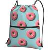 Generic Sportiva Sacche Donuts Pattern Borsa con Coulisse Durevole Sacche Zaino Antipolvere per Compleanno Regalino Scuola