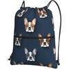 Generic Borsa con Coulisse French Bulldog Navy Blue Sportiva Sacche Durevole Sacca con Coulisse Lavabile per Viaggio Sport
