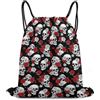 Generic Horror Rose Skull Borsa Sportiva Sacca da Palestra Stringa Pieghevole per Uomo Spiaggia Shopping Borsa Palestra 36X42Cm