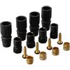 Wodsty TEKTRO - Kit tubo per freno a disco Olive e viti Barb, componenti in acciaio con finitura nera e oro (4 olive, 4 aghi per olio, 4 viti per tubi)