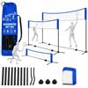 TK Gruppe Timo Klingler Rete da badminton pieghevole da 3,1 m, con supporto regolabile in altezza 107/105/150 cm e borsa per il trasporto, rete sportiva per volano, tennis, pallavolo o beach volley, rete in nylon, facile da