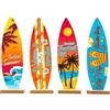Xdyyjrasa Decorazione da parete per tavola da surf - Decorazione ecologica per tavola da surf in legno con stampe a tema spiaggia, per bar estivo e tavolo di casa, 4 pezzi