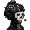 LZAQHMT Set Casco Tattico 5 In 1 for Softair: Regolabile Con Cuffie, Luce Di Segnalazione E Tasca for Batteria Maschera Integrale Con Teschio for Cosplay, Paintball E Equipaggiamento Militare