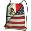 Generic Sportiva Sacche Mexican America Flag Print Borsa con Coulisse Antipolvere Sacche Zaino Multifunzione per Compleanno Regalino Scuola