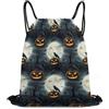 Generic Halloween Full Moon Pumpkin Skull Crow Borsa Coulisse Zaino con Cordone Moda Pieghevole per Yoga All'Aperto Vita Quotidiana Tasche Coulisse 36X42Cm
