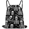 Generic Skull Skeleton Black And White Borsa Palestra Gym Sack Stringa Regolabile per Vacanze Uomo Vita Quotidiana Borsa Coulisse 36X42Cm