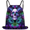 Generic Trippy Skull Moon Cattle Goth Gothic Art Purple Borsa Palestra Sacca con Cordoncino Regolabile Unisex per Vita Quotidiana Spiaggia Viaggi Borsa Sportiva 36X42Cm