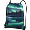 Generic Sportiva Sacche Northern Aurora Borealis Borsa con Coulisse Pieghevole Sacche Zaino Multifunzione per Compleanno Regalino Viaggio