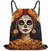 Generic Mexican Sugar Skull Flower Women Day of The Dead Art Borsa Palestra Zaini Sportivi Stringa Regolabile per Yoga All'Aperto Viaggi Borsa Coulisse 36X42Cm