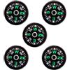 Kisangel Set da 5 Bussola Mini Tascabile Rotonda Portatile in Abs e Acrilico, Facile da Usare, per Escursionismo e Campeggio, Colore Nero