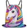 Generic Colorful Rainbow Fly Horses Borsa Sportiva Sacca da Palestra Unisex Stringa per Vacanze Viaggi Campeggio Borsa Palestra 36X42Cm