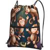 Generic Borsa con Coulisse Fun Monkeys Sportiva Sacche Lavabile Sacca con Coulisse Portatile per Allenamento Shopping