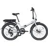 LEGEND EBIKES Siena, Bici Elettrica Pieghevole Batteria Rimovibile 36V 13Ah, 25km/h eBike 250W, 7 Velocità, Bicicletta Elettrica Uomo e Donna, Ruote 24, Biciclette Freni Idraulici, Smartbike Bianco