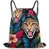 Generic Thicket Flowers Cheetah Leopard Print Borsa Coulisse Sacca da Palestra Regolabile Stringa per Yoga Escursionismo Viaggi Borsa Palestra 36X42Cm
