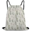 Generic Vintage Sage Green Leaves Borsa Palestra Zainetto Sportiva Stringa Moda per Campeggio Donna Spiaggia Borsa con Cordoncino 36X42Cm