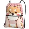 Generic Sportiva Sacche Funny Anime Dog Borsa con Coulisse Leggero Sport Gym Sacca Borsa Durevole per Viaggio Sport
