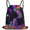Generic Trippy Galaxy Rainbow Mushroom Flowers Flower Art Borsa Sportiva Sacca con Cordoncino Unisex Moda per Campeggio Vacanze Uomo Borsa Palestra 36X42Cm