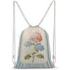 Jubonexis Zaino vintage blu rosa ortensia botanica arte popolare con coulisse borsa in tela leggera borsa sportiva da palestra per uomo donna