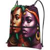 Generic Sportiva Sacche Afro African Black Women Art Borsa con Coulisse Leggero Sacca con Coulisse Portatile per Allenamento Compleanno Regalino