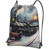 Generic Borsa con Coulisse Train Steam Locomotive Sportiva Sacche Multifunzione Sacca con Coulisse Durevole per Shopping Compleanno Regalino