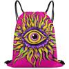 Generic Flower Eye Mon-Ster Leaves Pink Art Borsa con Cordoncino Sacca Sportiva Pieghevole Regolabile per All'Aperto Campeggio Spiaggia Tasche Coulisse 36X42Cm