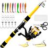 Nuyhgtr Canna da pesca per ragazzi - Kit da pesca per principianti portatile,Forniture per acqua salata, acqua , zona costiera, bordo lago, traino, barca e kayak