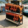 sunbiaouk Supporto robusto per giubbotti di salvataggio, organizer per pontile con ruote girevoli, scaffale per attrezzatura da piscina (asciugamani, abbigliamento, salvagenti)