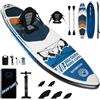 Fancy Surf Tavola da SUP gonfiabile da 366 cm x 90 cm, con sedile per kayak, 250 kg, per adulti, con pompa, pinne, zaino, accessori e custodia impermeabile per cellulare, per pesca, yoga, touring