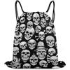 Generic Commuting, Cool Black White Goth Skull Borsa Sportiva Zaino con Cordone Unisex Moda per Yoga Nuoto Vacanze Tasche Coulisse 36X42Cm