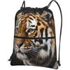 Generic Sportiva Sacche Big Cats Tigers Borsa con Coulisse Antipolvere Sacche Zaino Durevole per Compleanno Regalino Scuola