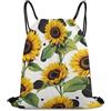 Generic 80S Vintage Cow Print Sunflowers Tasche Coulisse Zainetto Sportiva Moda Regolabile per Viaggi Spiaggia Campeggio Borsa Sportiva 36X42Cm