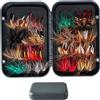 Generic Kit assortite per pesca a mosca, 40/60 pezzi, inclusi secche, bagnate, ninfe, striscioni, sanguisughe più ancora, con scatola magnetica per pesca in acqua trota e bar