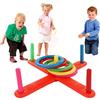 Generic Set da Gioco di Lancio di Anelli in Plastica, Giocattolo da Lancio per Interni Ed Esterni con 5 Colonne 1 Base per attività Educative Divertenti per Feste per Bambini (colorato)