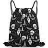 Generic Halloween Gothic Crow Moon Moth Skull Borsa con Cordoncino Sacca con Cordoncino Unisex Pieghevole per Vacanze Uomo Campeggio Borsa Palestra 36X42Cm
