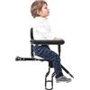 Bazargame Seggiolino anteriore per bicicletta, sella rimovibile per bambini con schienale, rampa e cuscino morbido, pedali regolabili (21-26 cm), per bambini da 1 a 5 anni, fino a 80 kg