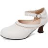 Bviennic Décolleté da Donna con Tacco Gattino 830 Bianco Numero 37 EU/38Cn