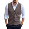 Générique Abbigliamento casual da uomo - Gilet da uomo senza maniche in cotone a quattro stagioni Giacca vestita con scollo a V tinta unita Giacca senza maniche per lavoro con bottoni semplici, marrone, 4XL